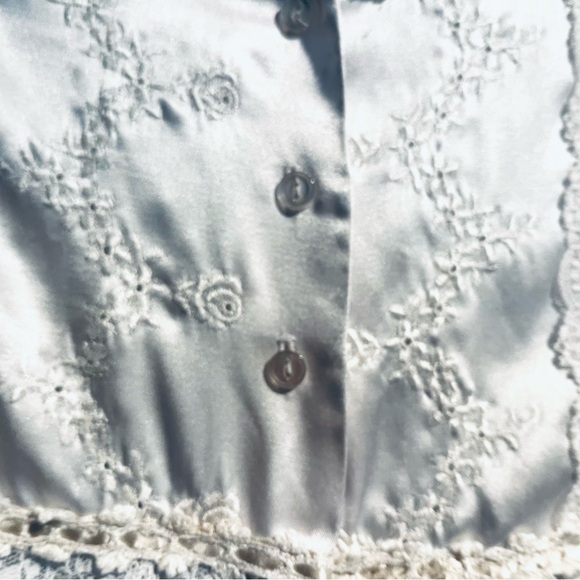 Vintage Christian Dior Ice Blue Lace Satin Nightgown Cottage Granny Core - Picture 5 of 6